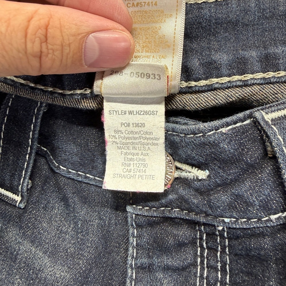 True Religion Jeans Women 30 Section Straight Petite Dark Wash Denim Embroidered - Picture 7 of 15